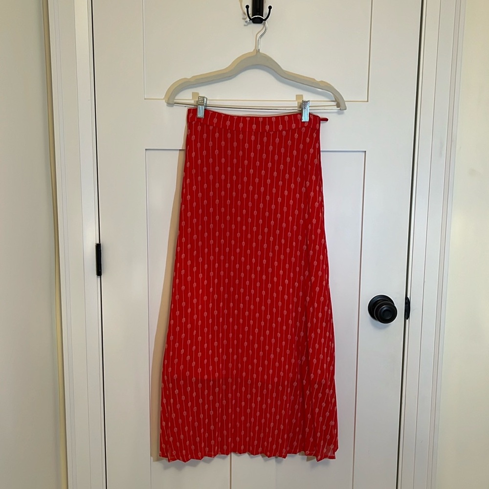 Red Midi Skirt - with Sailor Knots